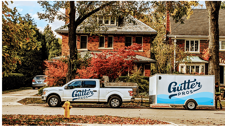 gutter pros truck in front of Chicago home