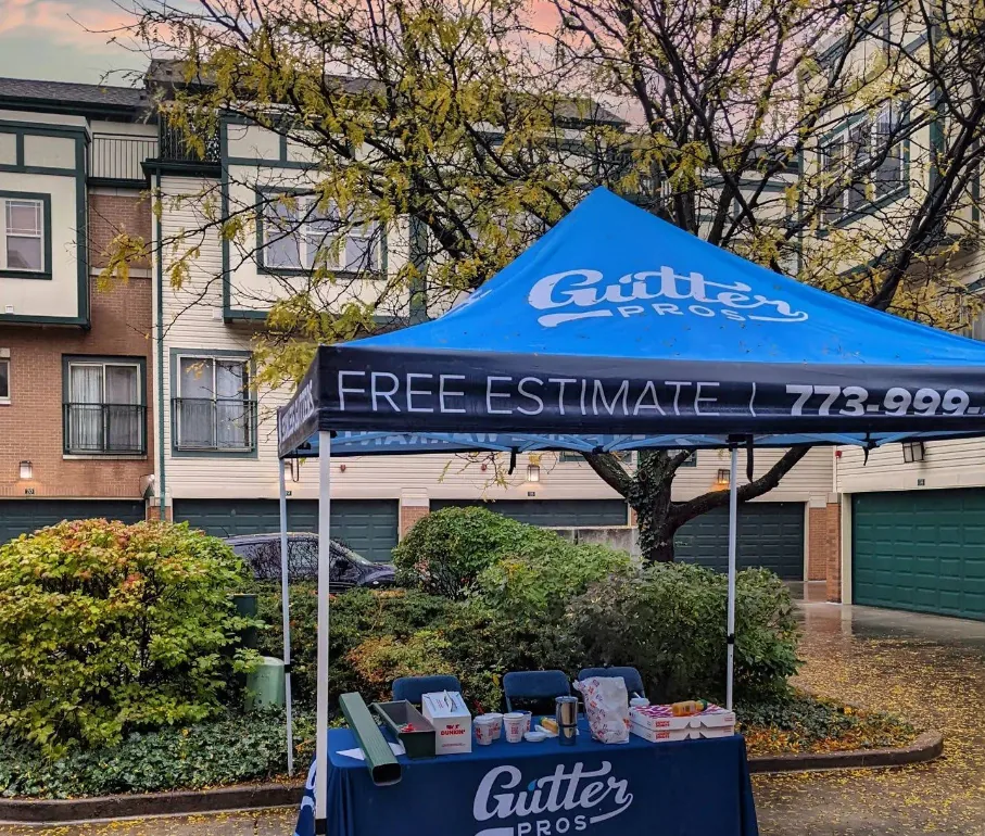 Our System 9 Gutter Pros free estimate setup on a Chicago driveway